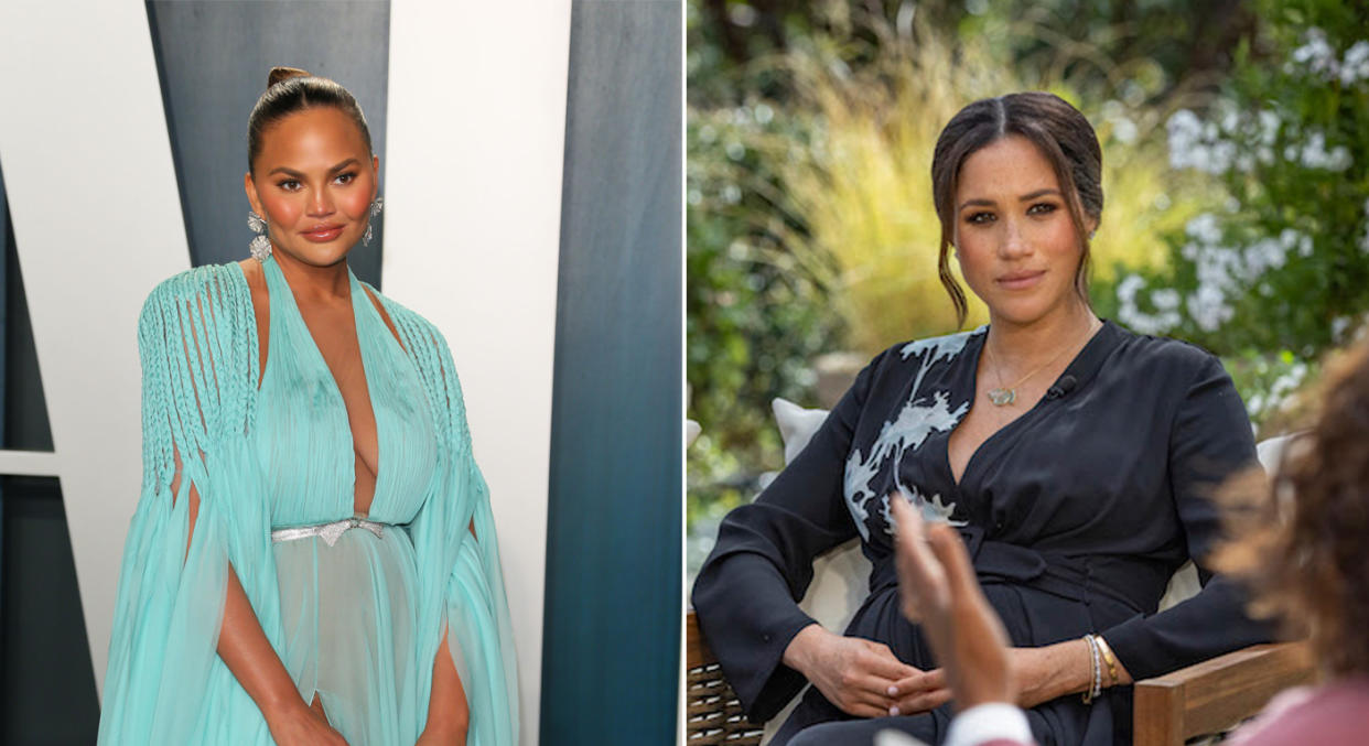 Chrissy Teigen revealed Meghan Markle wrote to her after she suffered a baby loss. (Getty/CBS)