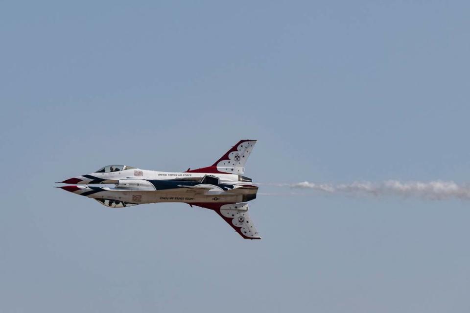 The U.S. Air Force Thunderbirds perform at the California Capital Airshow on Sunday, Sept. 24, 2023, at Mather Airport.