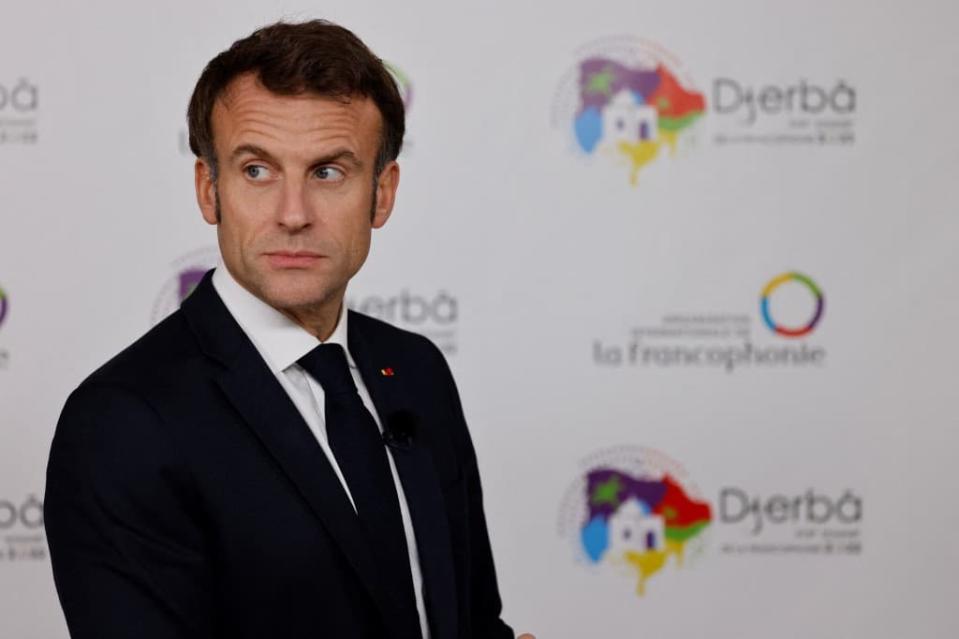 Emmanuel Macron en Tunisie le 19 novembre 2022. - LUDOVIC MARIN / AFP