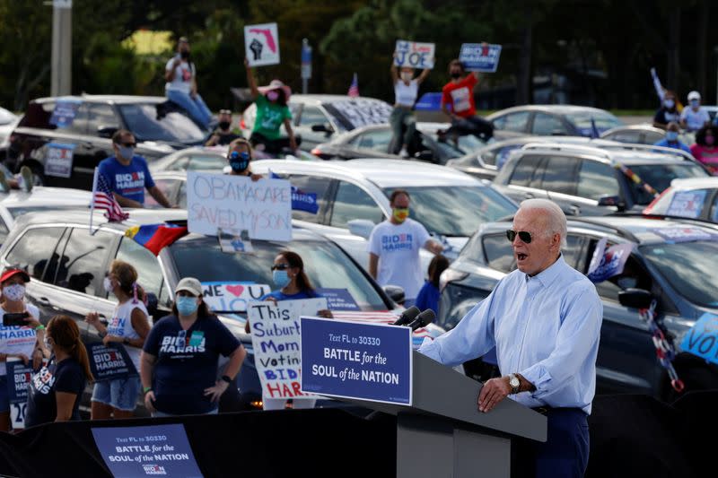 Democratic U.S. presidential nominee and former Vice President Joe Biden's campaign stop in Coconut Creek, Florida