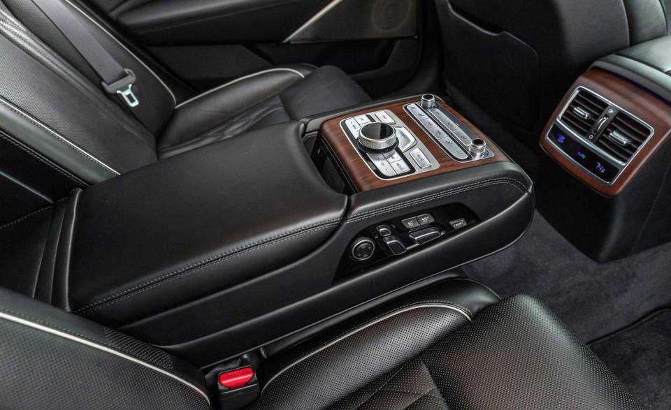 <p>Our test car's $60,895 base price was inflated further by the only major option, the $4000 VIP package, which brings power adjustability for the rear seats, ventilated outboard rear seats, and three-zone automatic climate control in place of the standard dual-zone setup.</p>