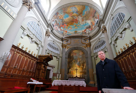 Miklos Beer, the bishop of Vac, stands inside the cathedral in Vac, Hungary March 9, 2017. REUTERS/Laszlo Balogh