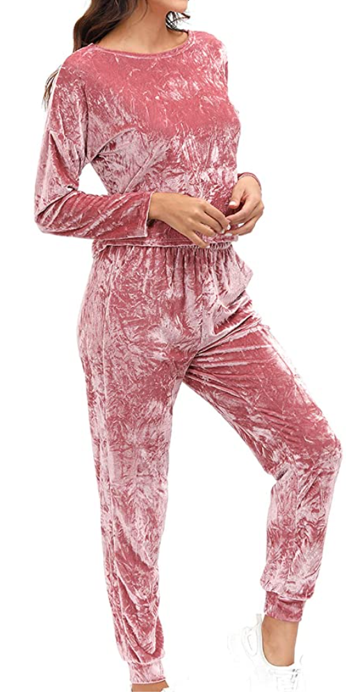 lexiart Velvet Pyjama Set in Pink