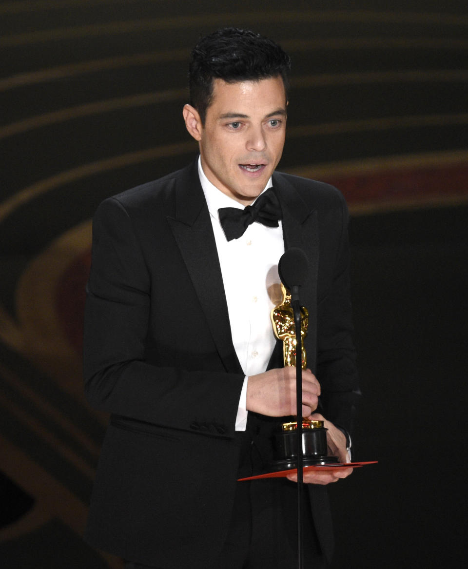 Rami Malek accepts the award for best performance by an actor in a leading role for Bohemian Rhapsody (Credit: Chris Pizzello/Invision/AP)