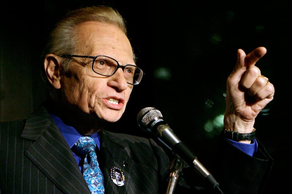 <p>Larry King speaks to guests at a party held by CNN, celebrating King's fifty years of broadcasting in New York (file picture)</p> (AP)