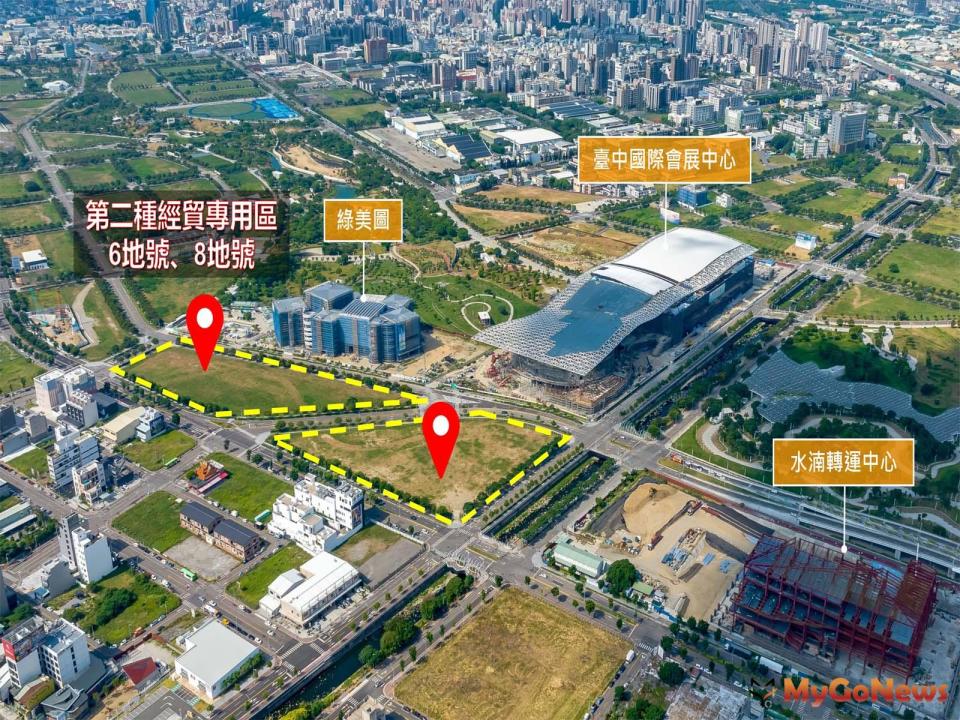 ▲台中市經濟發展局表示，位於園區北側精華地帶的西屯區經貿段6、8地號，區位及開發條件俱佳，將引進國際級旅館及複合式百貨商場(圖/台中市政府)