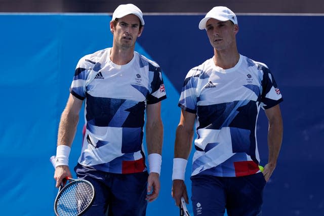 Andy Murray (left) and Joe Salisbury were unable to continue their run in Tokyo