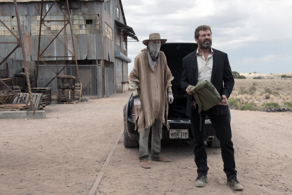 Two mutants plan a getaway in the remote desert in “Logan”