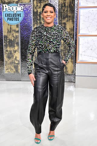 <p>Jeff Neira/ABC</p> Tamron Hall on the set of her nationally syndicated daytime talk show