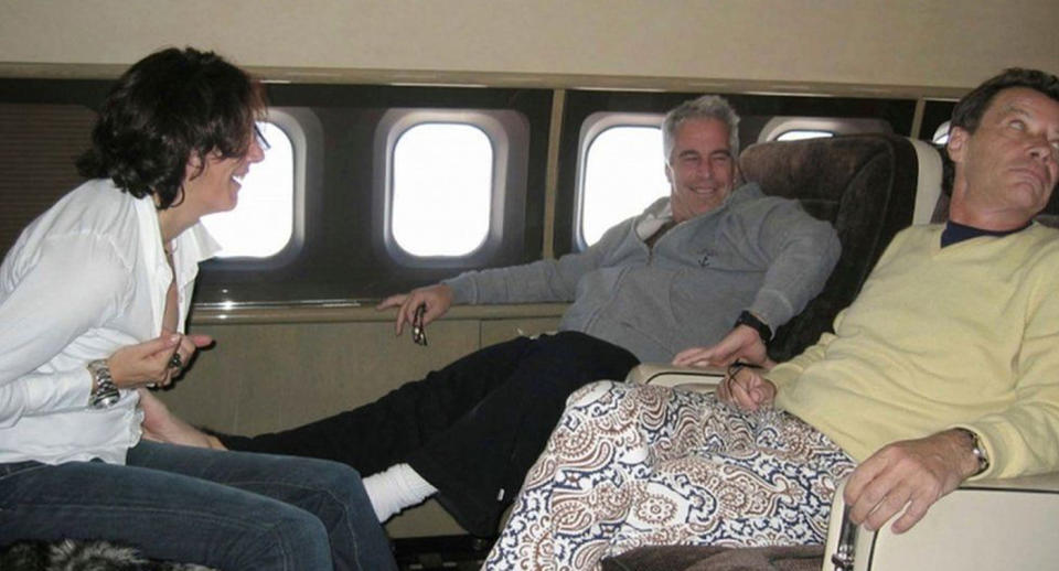 Jean-Luc Brunel (right) is pictured with Jeffrey Epstein (centre) and Ghislaine Maxwell.