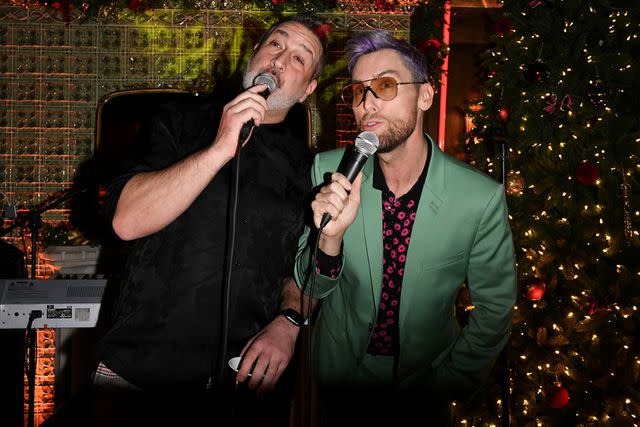 <p>Craig Barritt/Getty Images for Bilt Rewards</p> Joey Fatone and Lance Bass in New York City on Dec. 12, 2023