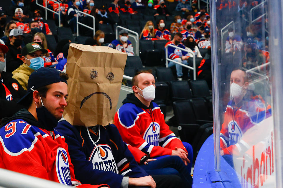 Jerseys rained down at Rogers Place from frustrated fans as the Panthers handed the Oilers yet another embarrassing loss. (Getty