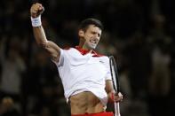 Tennis - Shanghai Masters - Men's Singles - Final - Qi Zhong Tennis Center, Shanghai, China - October 14, 2018. Novak Djokovic of Serbia celebrates winning against Borna Coric of Croatia. REUTERS/Aly Song