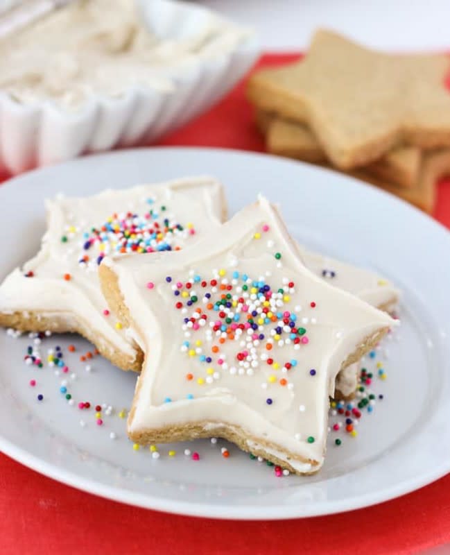 <p>Meaningful Eats</p><p>The best almond flour sugar cookies! Soft in the middle and crispy on the edges. Easy to roll out and perfect for cut-outs!</p><p><strong>Get the recipe: <a href="https://meaningfuleats.com/the-best-almond-flour-sugar-cookies-gluten-free-grain-free/" rel="nofollow noopener" target="_blank" data-ylk="slk:Almond Flour Sugar Cookies;elm:context_link;itc:0;sec:content-canvas" class="link rapid-noclick-resp"><em>Almond Flour Sugar Cookies</em></a></strong></p>