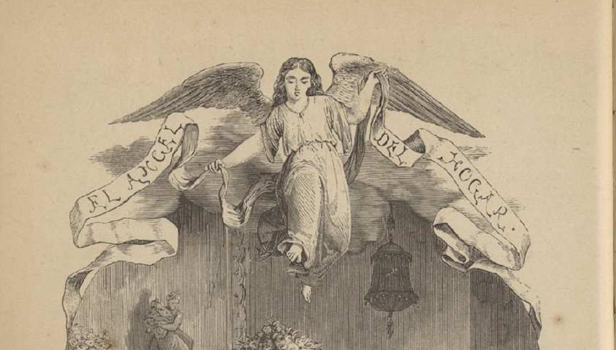 Ilustración de _El ángel del hogar_ (María del Pilar Sinués de Marco, 1859) <a href="http://bdh.bne.es/bnesearch/detalle/bdh0000255722" rel="nofollow noopener" target="_blank" data-ylk="slk:BNE -Biblioteca Digital Hispánica;elm:context_link;itc:0;sec:content-canvas" class="link ">BNE -Biblioteca Digital Hispánica</a>