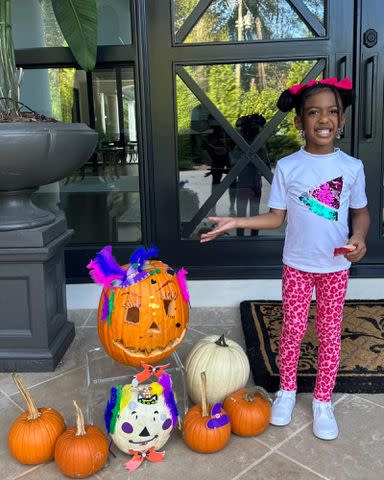 <p>Porsha Williams Instagram</p> Pilar Jhena McKinley enjoying Halloween arts & crafts in November 2023.