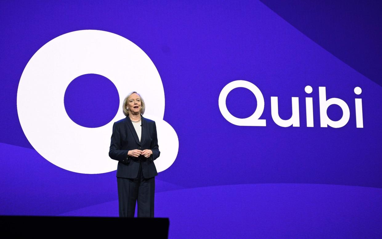 Quibi chief executive Meg Whitman speaks about the short-form video streaming service during a keynote address at the 2020 Consumer Electronics Show - ROBYN BECK /AFP