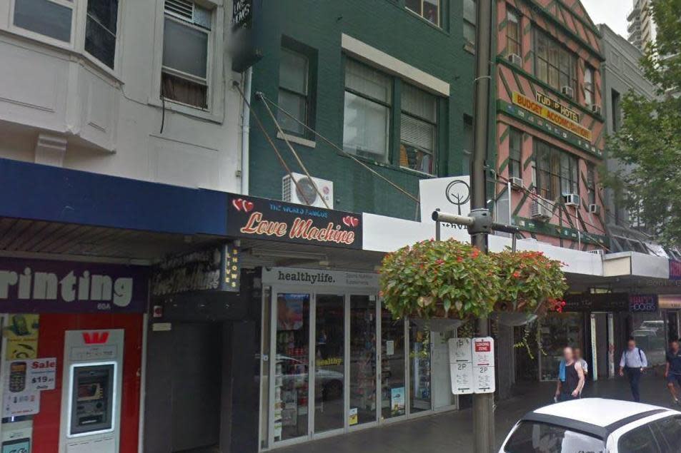 Love Machine is one of the best known venues in Sydney's red light district: Google Street View