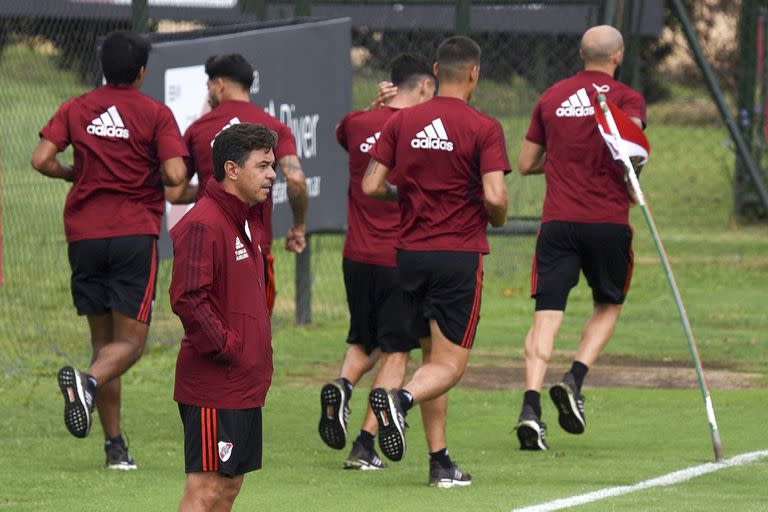 Marcelo Gallardo durante un entrenamiento de River