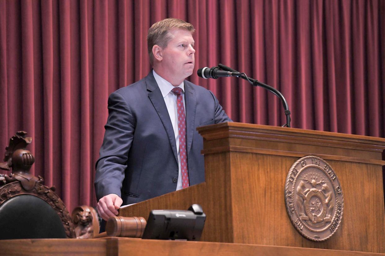 Speaker of the Missouri House of Representatives Dean Plocher, R-Des Peres, is pictured here during the 2023 veto session on Sept. 13, 2023 in Jefferson City, Mo.