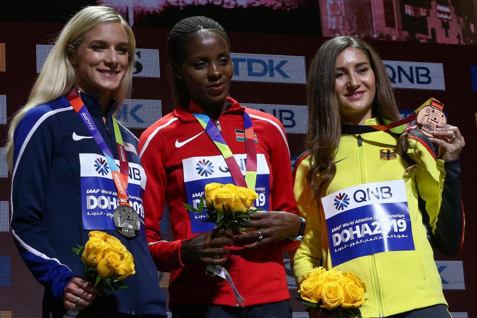 Emma Coburn (left) has criticised the decision Photo: AFP/Getty Images