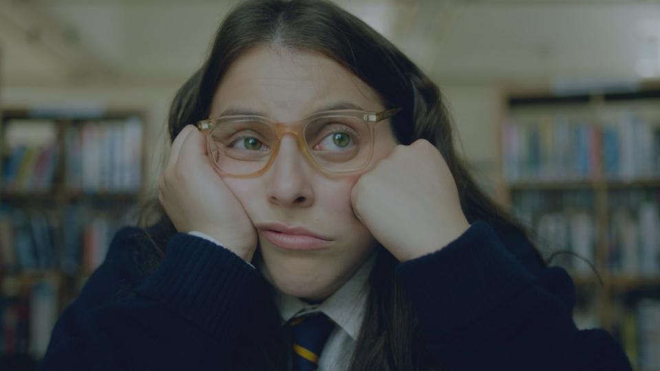Beanie Feldstein plays a teenage girl who finds infamy as a rock critic in "How to Build a Girl."