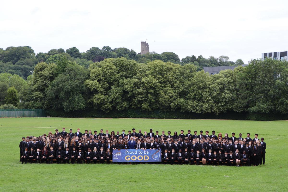 Staff and pupils at St James's Academy in Dudley celebrate the school's new 'good; rating from Ofsted <i>(Image: Dudley Academies Trust)</i>