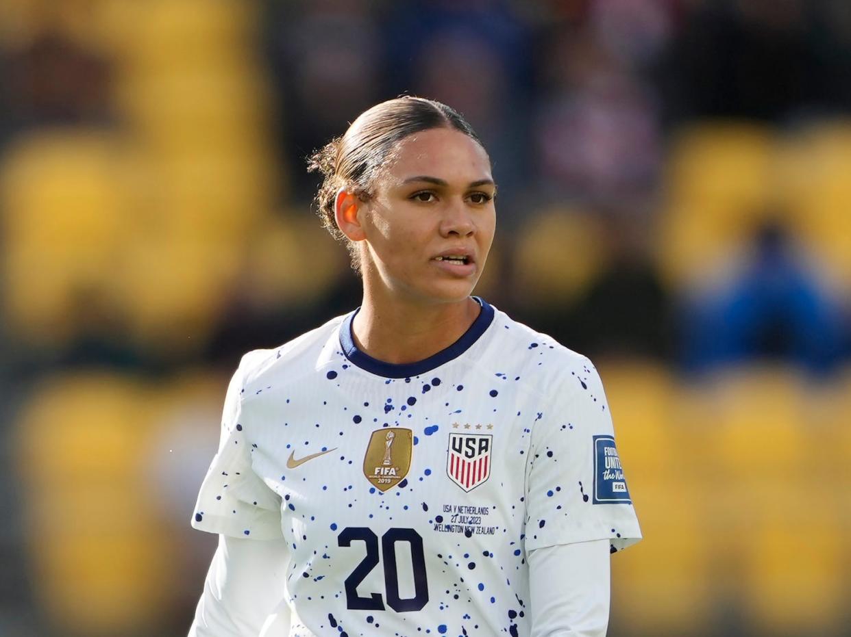 Trinity Rodman during a US Women's National Team match at the 2023 World Cup.