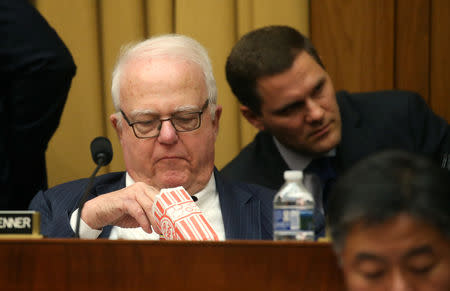 U.S. Rep Jim Sensenbrenner (R-WI) eats popcorn as the House Judiciary Committee considers whether to hold U.S. Attorney General William Barr in contempt of Congress for not responding to a subpoena on Capitol Hill in Washington, U.S., May 8, 2019. REUTERS/Leah Millis