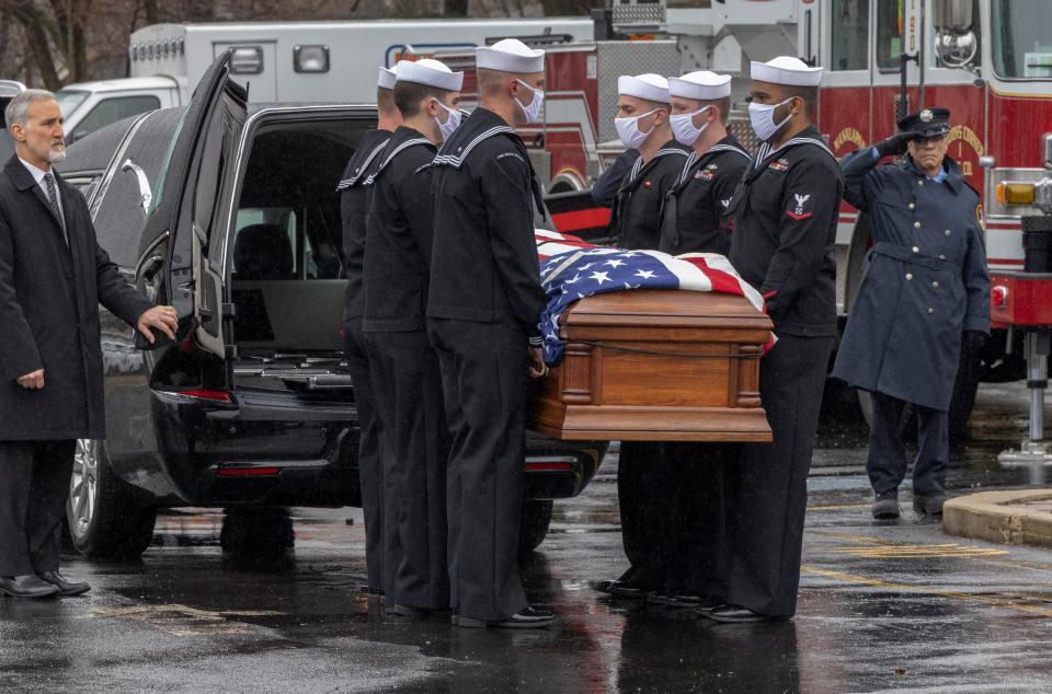 Military funeral at St. Thomas More Roman Catholic Church in Manalapan for Kyle Mullen, the former Manalapan High School football star who died while training for the Navy SEALs. 02/25/22.