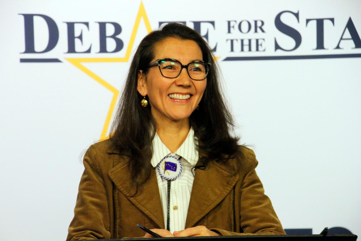 U.S. Rep. Mary Peltola, a Democrat, is shown before a debate for Alaska's sole U.S. House seat on Oct. 26, 2022, in Anchorage, Alaska. Peltola faced Republicans Sarah Palin and Nick Begich and Libertarian Chris Bye in the November general election.