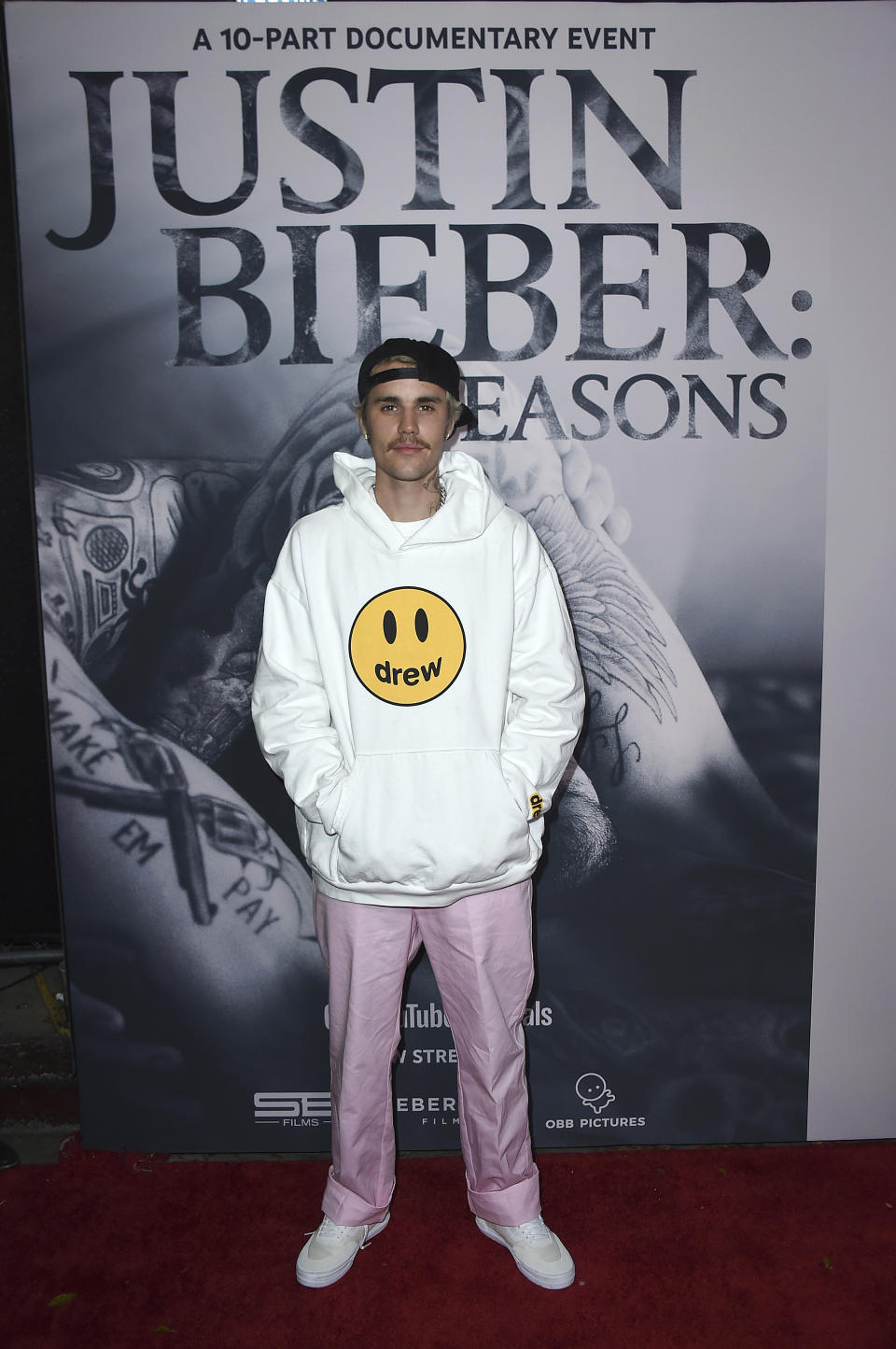 Justin Bieber arrives at the Los Angeles premiere of "Justin Bieber: Seasons," Monday, Jan. 27, 2020. (Photo by Jordan Strauss/Invision/AP)