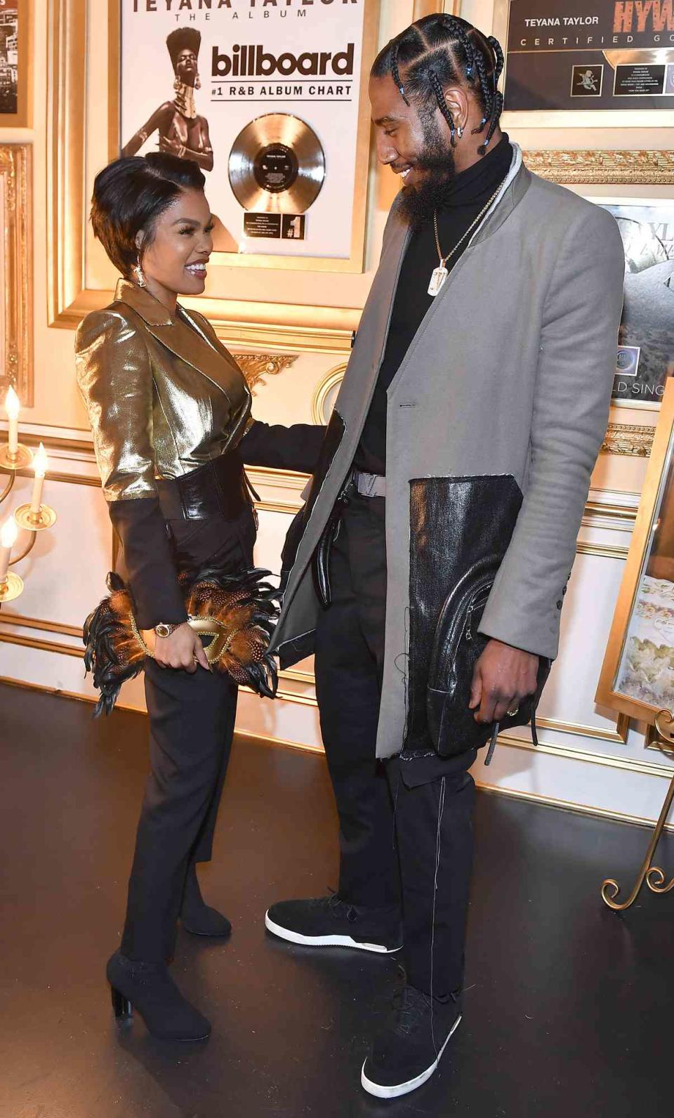 Teyana Taylor and Iman Shumpert attend their Black Tie Masquerade NYE Party on December 31, 2020 in Alpharetta, Georgia