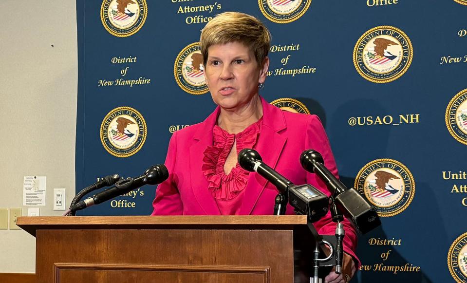 Jane Young, U.S. attorney for New Hampshire, discusses charges against Dover resident Tyler Anderson for an alleged threat against a presidential candidate at a Portsmouth event, Monday, Dec. 11, 2023 in Concord.
