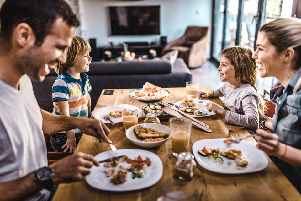 Eating together as a family is one of the things parents have enjoyed doing more of. (Getty Images)