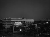 <p>A digital billboard urging calm flashes during a Saturday morning storm ahead of the arrival of Hurricane Irma in Miami. (Photo: Holly Bailey/Yahoo News) </p>