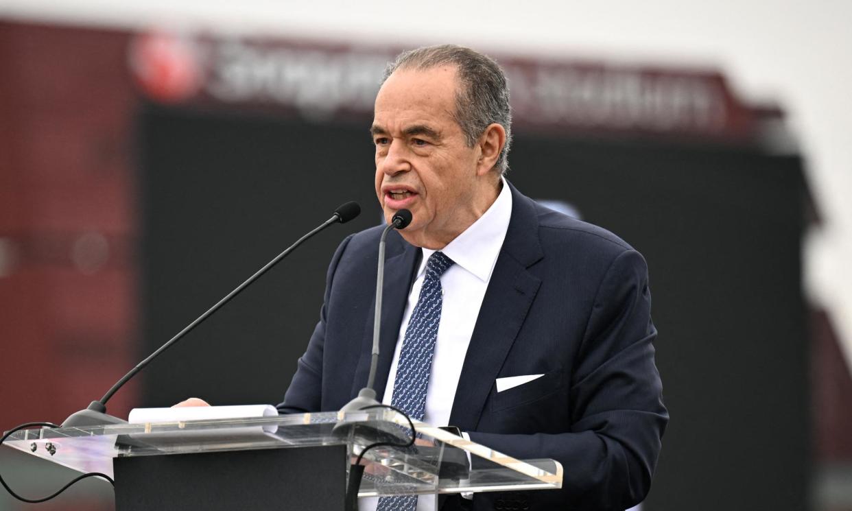 <span>San Diego FC co-owner Mohamed Mansour speaks during a press conference at Snapdragon Stadium.</span><span>Photograph: Orlando Ramirez/USA Today Sports</span>