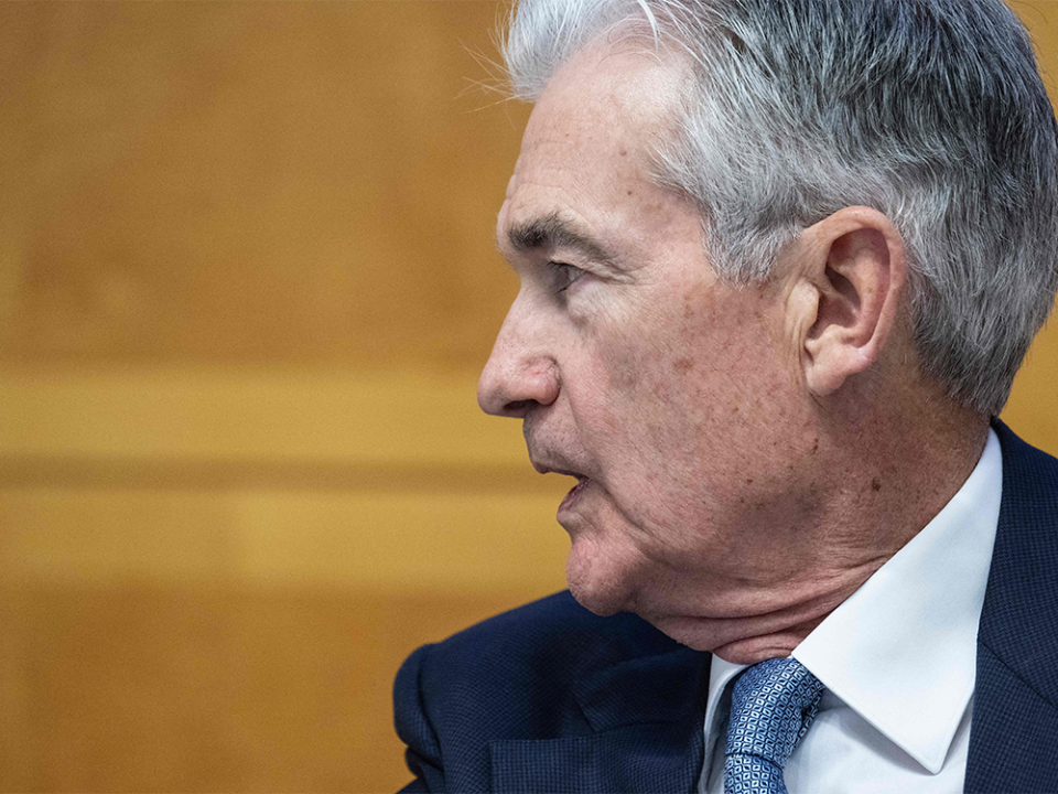  Federal Reserve Board chairman Jerome Powell speaks during a conference at International Monetary Fund headquarters in Washington, D.C., on Nov. 9, 2023.