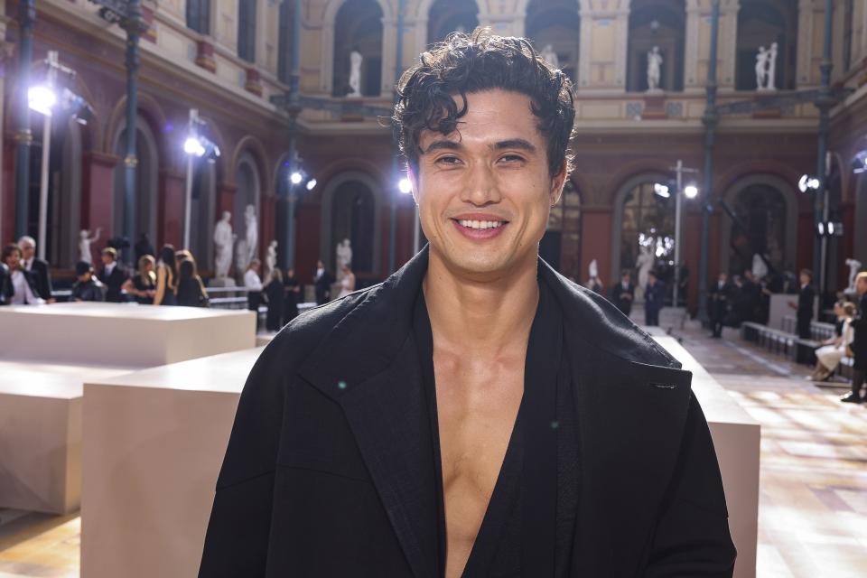 Charles Melton attends the Valentino Spring/Summer 2024 womenswear fashion collection presented Sunday, Oct. 1, 2023 in Paris. (AP Photo/Vianney Le Caer)