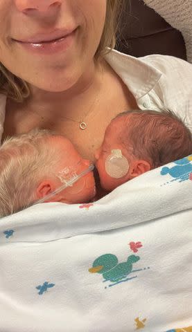 <p>Sarah Herron/Instagram</p> Sarah Herron and her baby twin girls, who were born on July 1, 2024.