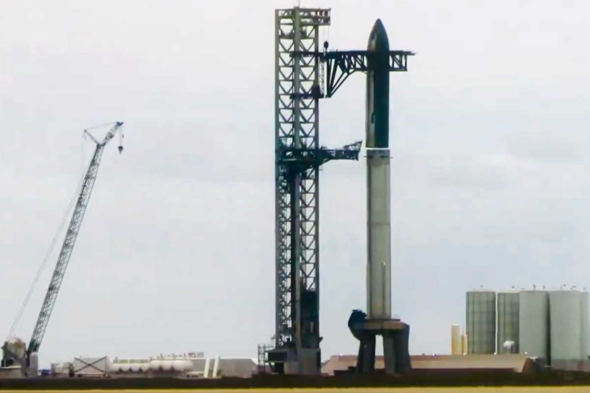 When fully stacked, Starship is the biggest rocket system ever built. Captured here at SpaceX’s Starbase facility in Boca Chica, Texas, on 10 March, 2024 (Screenshot/ WAI/ X)
