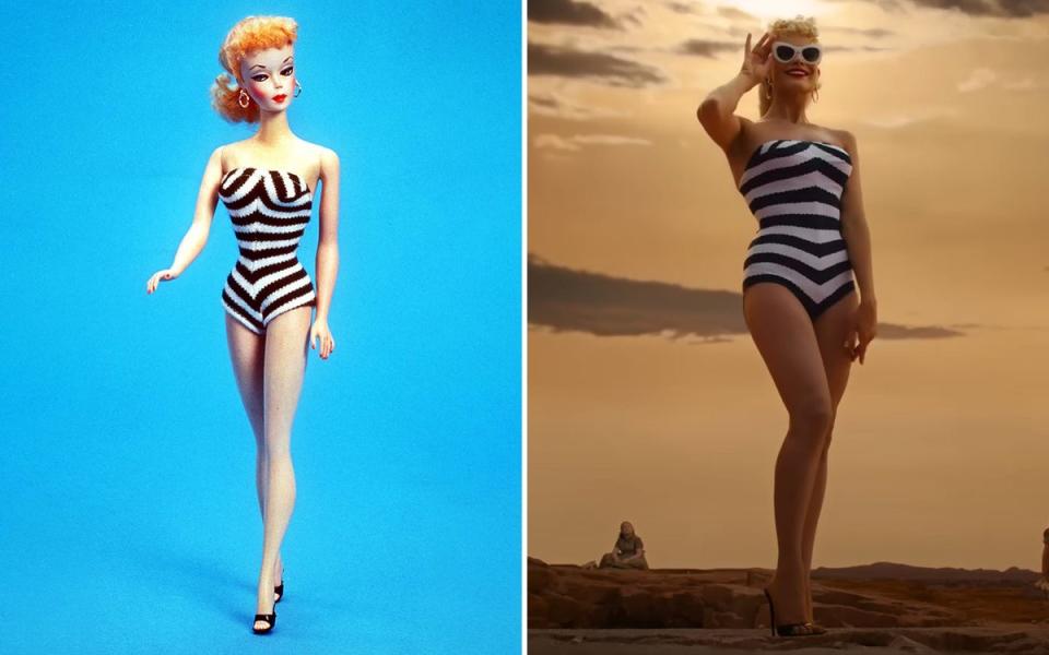 Mattel’s 1959 first edition Barbie (left) and Margot Robbie (ES Composite)