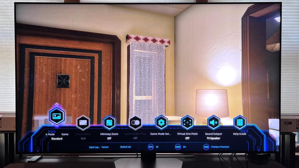 Samsung QN90C onscreen game menu overlay