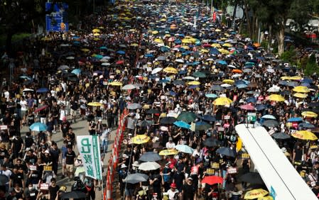 Anti-extradition demonstrators march to call for democratic reforms, in Hong Kong