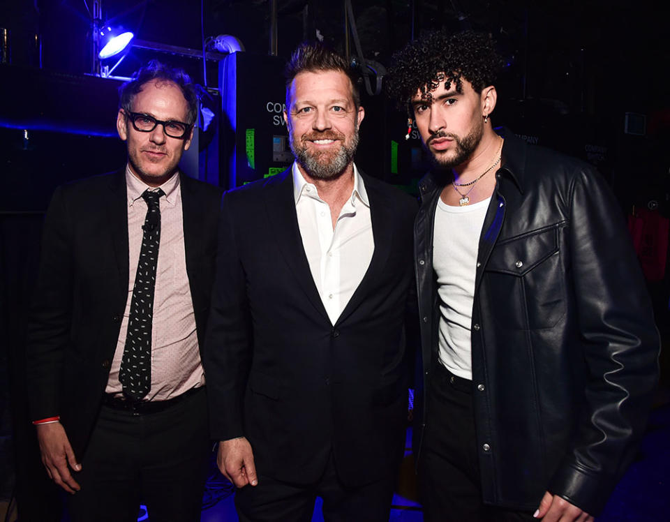 Sony Pictures Motion Picture Group president Sanford Panitch, director David Leitch and Bad Bunny - Credit: Alberto E. Rodriguez/Getty Images