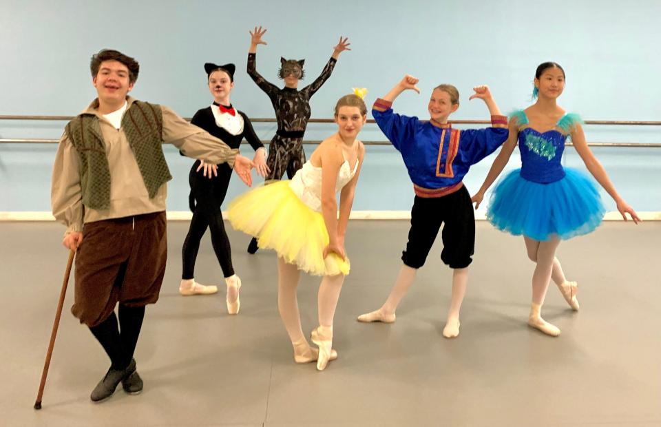 Matthew Timm, Jocelyn Herstone, Patricia Garcia de Santamarina Roca, Meadow Kuc, Nature Kuc, and Natalee Hardy rehearse for Saint Augustine Ballet's production of "Peter and the Wolf."