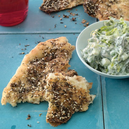 Za'atar Flatbreads with Cucumber-Yogurt Salad