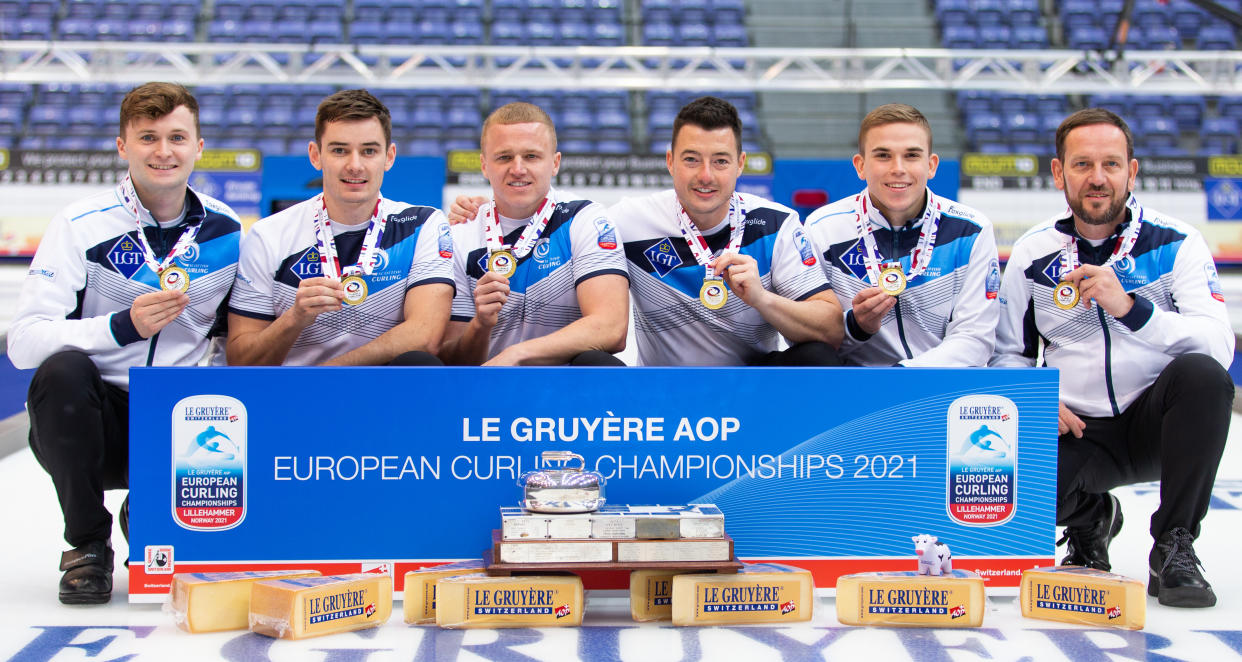 Hammy McMillan Jr, third from right, is heading to the Winter Olympics as a European champion as part of Team Mouat