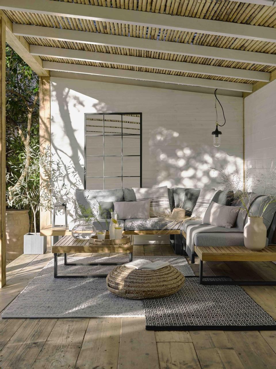 <p>Greige is a brilliant choice for your <a href="https://www.housebeautiful.com/uk/garden/g32443194/best-garden-sofa/" rel="nofollow noopener" target="_blank" data-ylk="slk:outdoor spaces;elm:context_link;itc:0;sec:content-canvas" class="link ">outdoor spaces</a> because it sits so happily with common garden materials, including most shades of wood (just be careful when using a very red wood, overly saturated shades don't always work with cooler colours.) It's a great complement to black wrought iron, painted brick, and natural greenery. </p><p>Pictured: <a href="https://www.gardentrading.co.uk/products/amberley-sofa-set.html" rel="nofollow noopener" target="_blank" data-ylk="slk:Amberley Sofa Set at Garden Trading;elm:context_link;itc:0;sec:content-canvas" class="link ">Amberley Sofa Set at Garden Trading </a></p>
