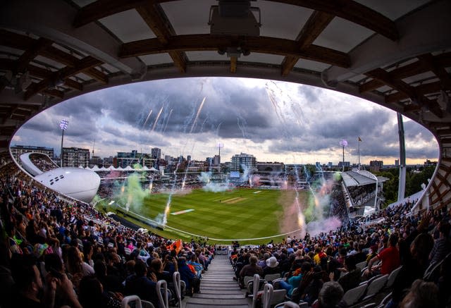 A view of fireworks before the Hundred men's final at Lord's